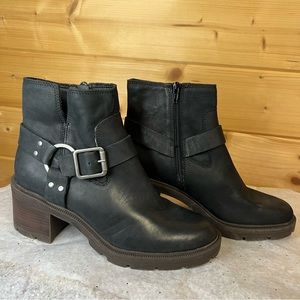 Lucky Brand Womens Slyvin  Black Leather Booties Shoes 9 Medium $159